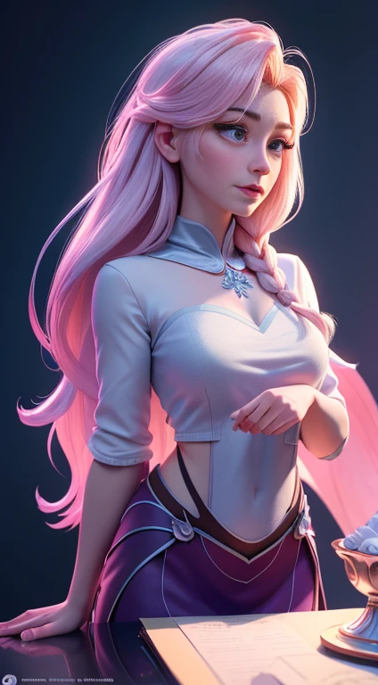 (elsa frozen-rose quartz SU mezclando modelos .) (ultra FUSION) Highly detailed CG unity 8k wallpaper, style shot, complex, high detail, dramatic, highest quality movie still image, very detailed, masterpiece, best quality, character design, Elsa, Elsa from Frozen,Pink Diamond fusion (( Dark style)), realistic ultra-detailed rendering style, natural light, sharp character design, (hard focus, 8k), (((natural skin texture))), 8k textures, soft cinematic lighting, adobe lightroom, dark room, hdr, Sophisticated, Elegant, Rich Detail, Sharp Focuilm Look) )), Soothing Tones, Detail Frenzy, Intricate Detail, Super Detail, Low Contrast, Soft Film Lighting, Dull Colors, Exposure Blending, HDR, Fade, 35mm, f/1.4, ISO, f16, 25 sec.