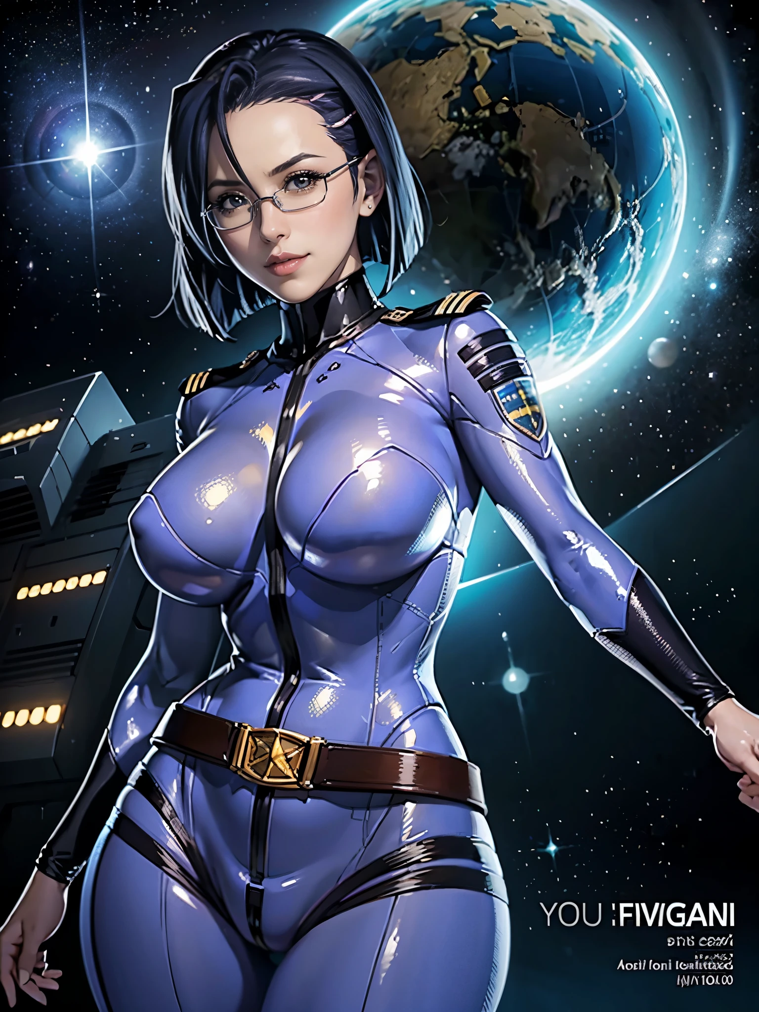 Kaoru Niimi,When you young,She's smiling, She's seducing, ((Bodysuits)),((uniform)),((Tight skin)),((belt)),((Hair Clip)),She wears glasses,In the world of the future,Great night,Science fiction,City of night, Realistic Skin, incredible light, Ultra-realistic,complicated, Sharp focus, Ray Tracing, RTTX 10.0, Professional photography, masterpiece, Very detailed, high quality, 最high quality, Big Breasts,Her breast size is F cup,Perfectly shaped hemispherical breasts,Beautiful breasts,Soft Breasts,((The whole body,,Dynamic Pose,Sky Porn)),She is very sexy, She is glamorous and has a perfect figure, She has six heads, She is very beautiful,She has good eyes,She is full of charm,open,She is bewitching.