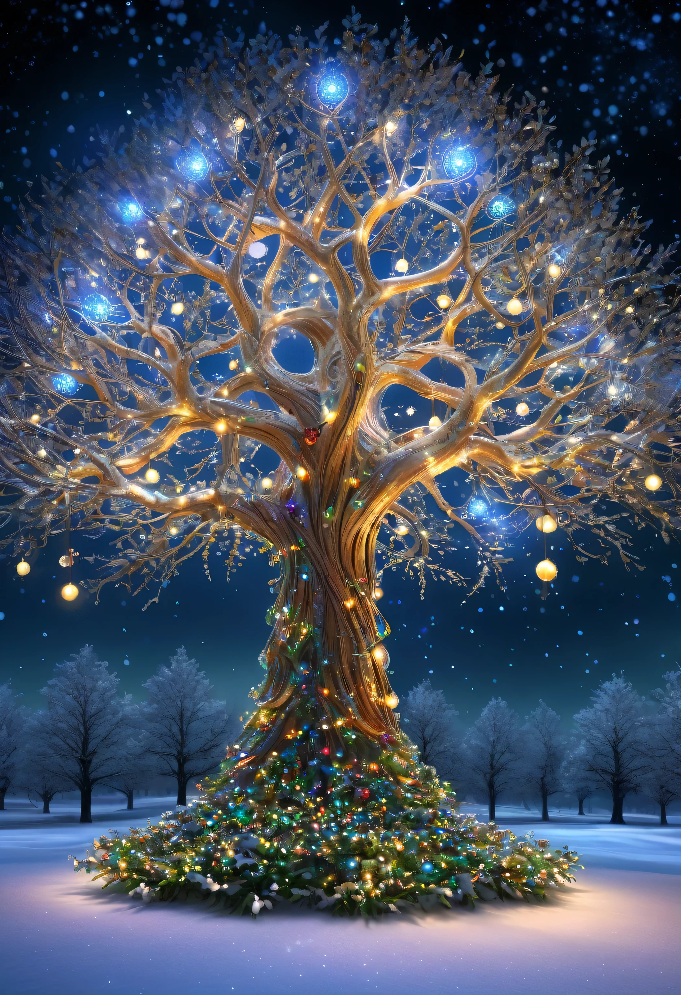 {Tree of Lights} Yule, Solstice celebration, ethereal, iconic, π, award winning wide angle photograph, super detailed, extremely intricate, well textured, exquisite colorfull digital fantasy art, realistic sceen, scenic movement, 1800's, ray tracing global illumination, optics, glowing, shimmering, ray tracing reflections, lumion rendering