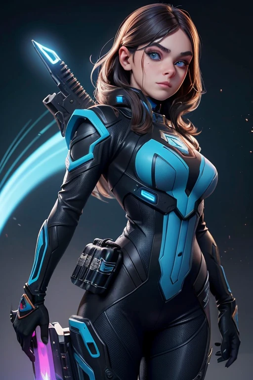(traje cero:1), (zssamus:1), (mujer:1), ((blue eyes)), (Blue Sci-Fi Suit:1), (Traje azul:1.2), pelo rubio, cola de caballo larga, (tactical suit), (sosteniendo un Science fiction weapon), (Science fiction weapon), rasgos faciales caricaturescos, ojos grandes y redondos, flequillo de pelo, (realista:1.2), (Obra maestra:1.2), (foto de cuerpo completo:1),(tiro de vaquero:1.2), light particles, Fondo espacial, neon lighting, dark romantic lighting, (Muy detallado:1.2),(cara detallada:1.2), (gradientes), vistoso, ojos detallados, (one person), (paisaje detallado:1.2), (natural lighting:1.2),(antecedentes detallados),paisaje detallado, (dynamic pose:1.2), plano general, solo,