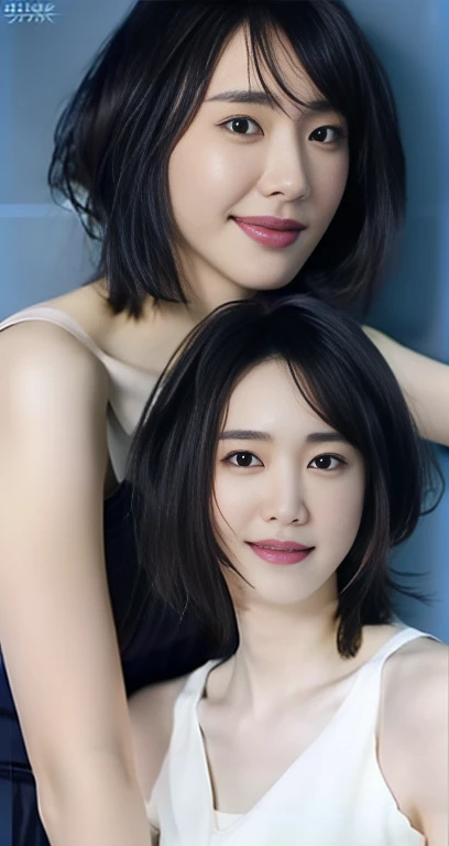highest quality, masterpiece, Ultra-high resolution, (Realistic:1.4), RAW Photos, One girl, Beautiful Japanese Women, Beautiful Skin, Black Hair:1.7, gakki, ((short hair:1.5)), 30 years old, Smile happily:1.2, white tank top