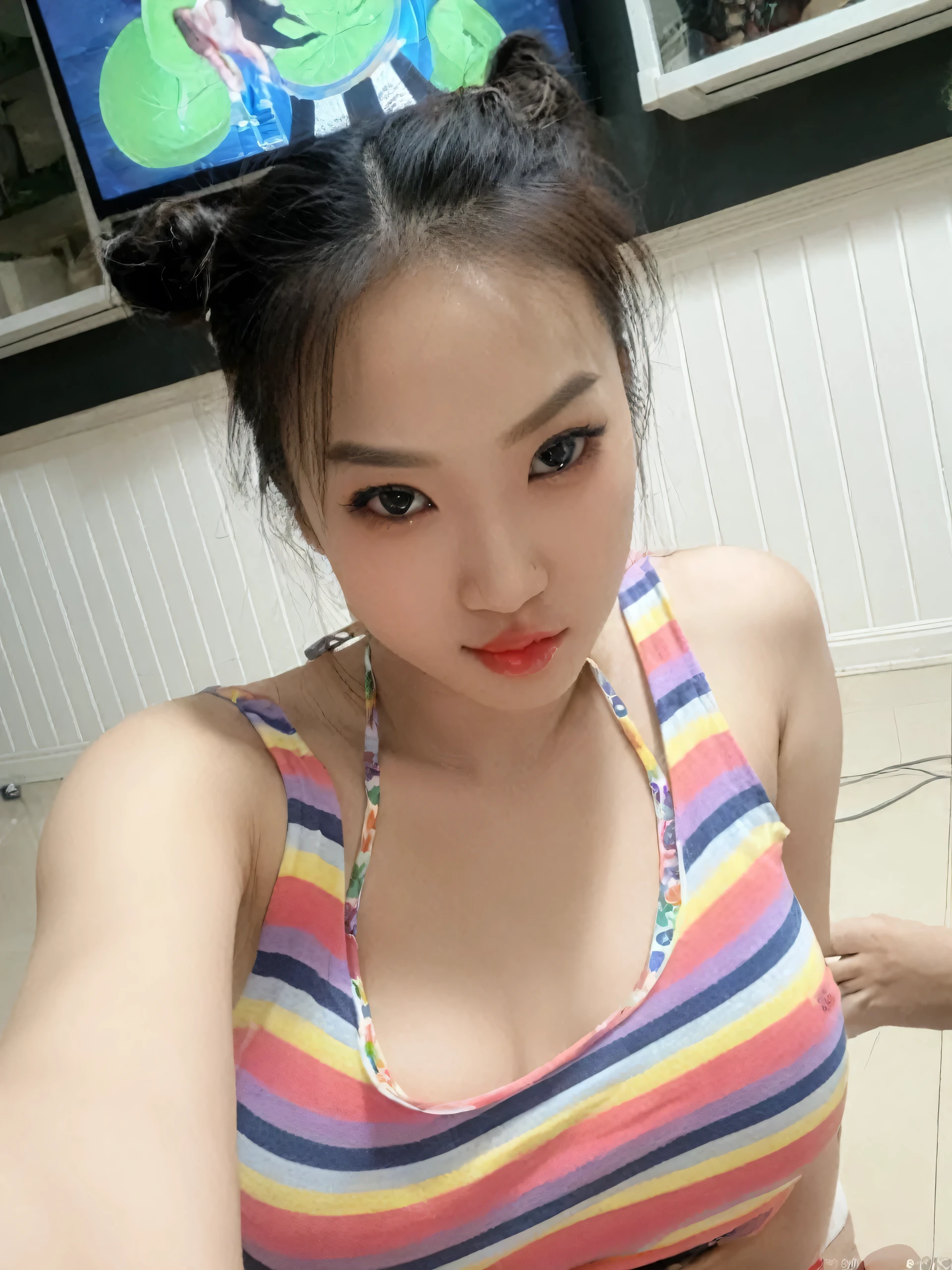 underwear,Full body, Sexy Vietnamese girl, 16K images, Very detailed picture, wear underwear , black eyes, heart lips, charming expression, Very detailed photos.and realistic. Sharp focus. Very detailed photos.s, skin details, face details, hair details, Details of the chest area. black eyes, Wide open, Looking straight at the camera., Very detailed eyesight, very Wide open eyes. Two eyes are the same, Very balanced, staring affectionately, The sides of the chest are proportional., erotic, Extremely realistic photos, realism, (raw photos), Very detailed photos.,
