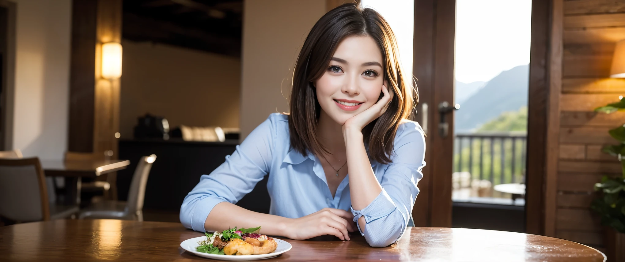 ((highest quality、8k、masterpiece:1.3))、Sharp focus:1.2、Beautiful woman perfect body:1.4、slimなボディ、((Bob Hale、Straight hair:1.2))、(to be born, highest quality, masterpiece:1.5), (Realistic, Intricate details:1.2), Ultra-high resolution, Shine light on your face、Amazing view of the sunset sky and clouds、Amazing mountain views、ニコニコ明るいsmile、wine glass、red wine 、Appetizers、Italian food、Wine bottle、Champagne、sparkling wine、, Beautiful Face, blue eyes, The light shines on your face, Blushing, short hair,Bright Face、Fox face、 (42 years old), 45 years old, Lady、Two beauties、Brown Hair、Shortcuts、Long sleeve shirt、dress、Pretty Woman 1, (slimな顔), (The body is slim), (Brown Hair), (Shortcuts), cheeks turn a little red,Attractive beauty、, Out of the window, A beautiful and detailed night view unfolds.........., restaurant, In a prominent place (From the waist up) Nova Frog Style, actress, model, Upper Body, White wine, slim, wine glass, 真ん中に置かれたwine glass, smile, (smile: 1.15), Beautiful fine grain, Depth f/2,saturation, High Contrast, Strong light and shadow,Moist Body:1.5、3D texture、Delicate eyes、Brown Hair、The hair is very shiny、