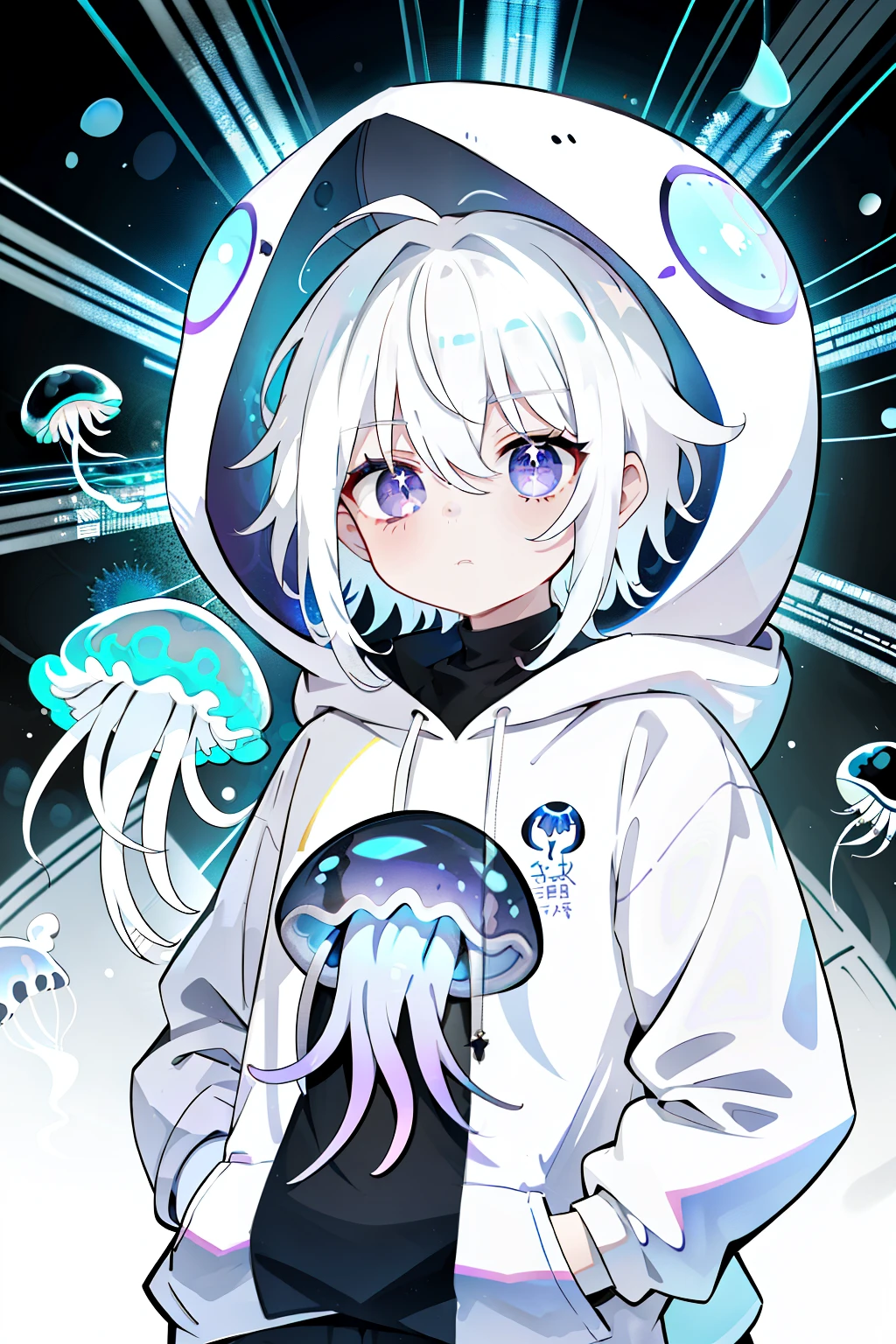 origin, solo, skirt, 1girl, jacket, white background, pleated skirt, tentacles, blue skirt, simple background, long sleeves, shirt, closed mouth <lora:kirara-pynoise-OG-000009:1>