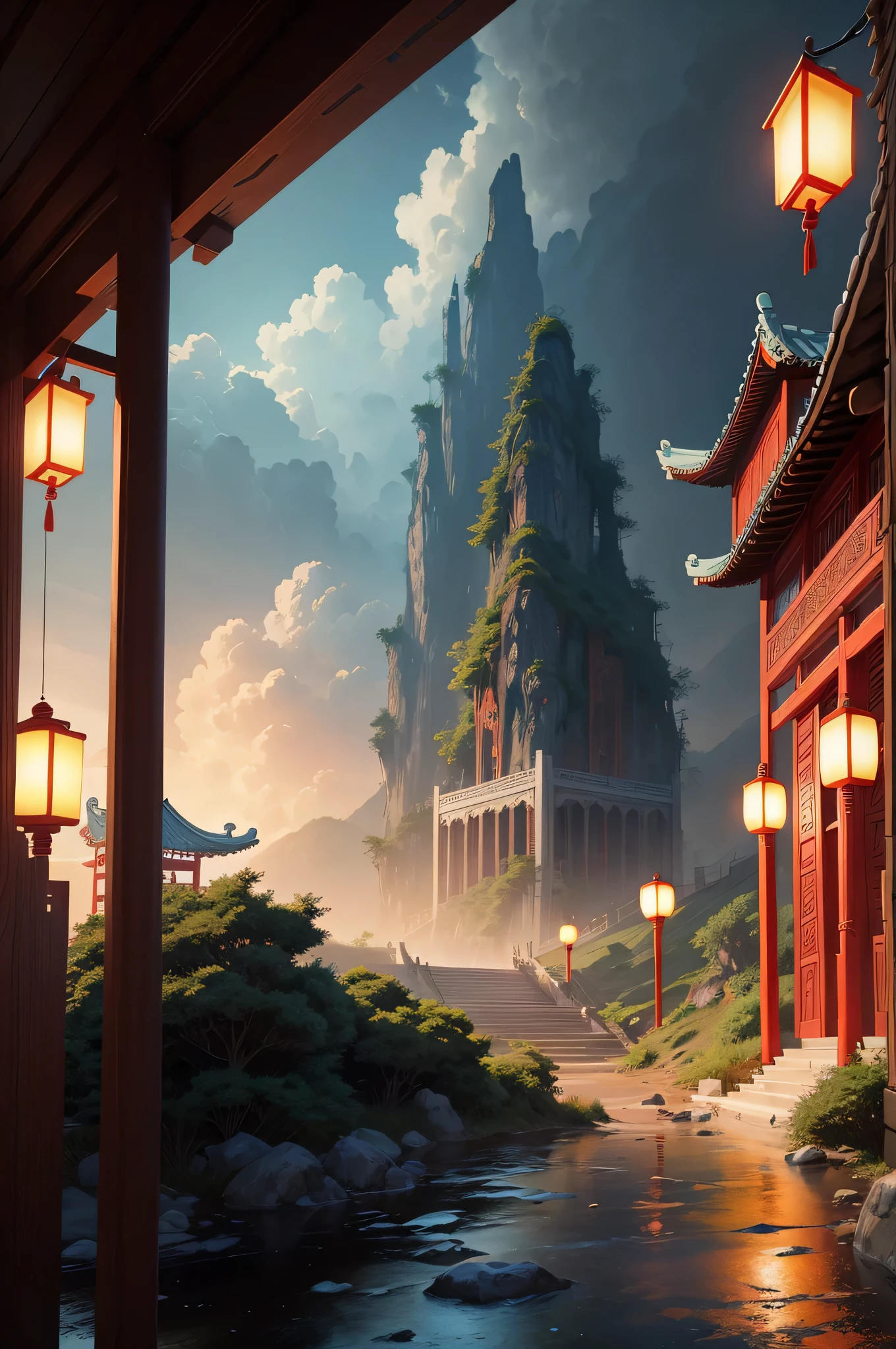 Heavenly depths, china, Chinese manga, backgrounds from Chinese manga, background, stock.