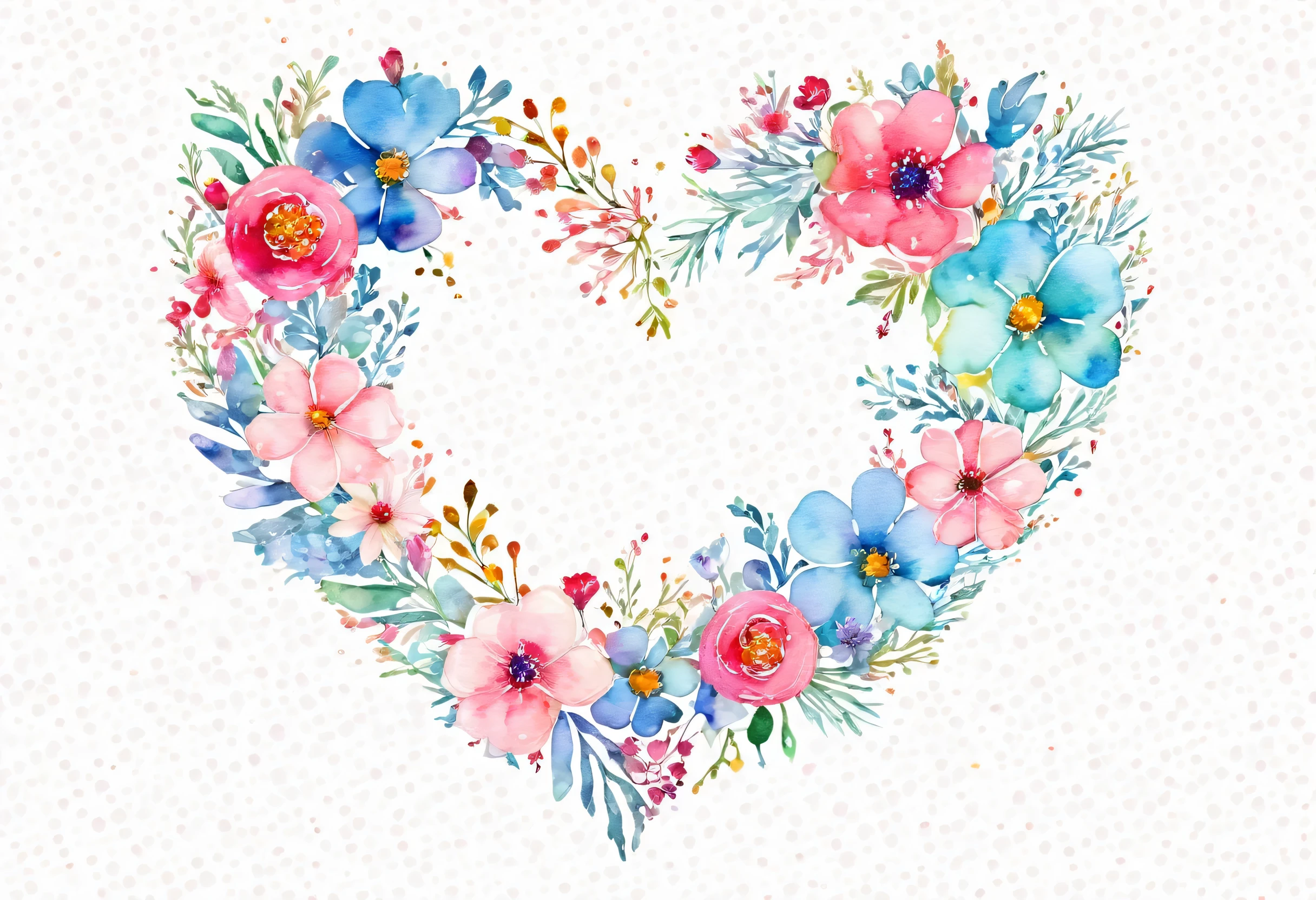 watercolor Floral heart with flowers on white background, heart made of flowers, ( colorful ), No Gradient, ((light blue)), (Pink), Trending on Shutterstock, Floral!, Hungry Ghost Festival, beautiful!!!!!!!!!!!!, (heart), Watercolor style, beautiful art, ( ( ( colorful ) ) ), F 2 4, Happy, 20 ...