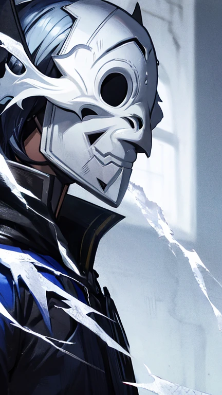 A white mask with cracks, just the mask