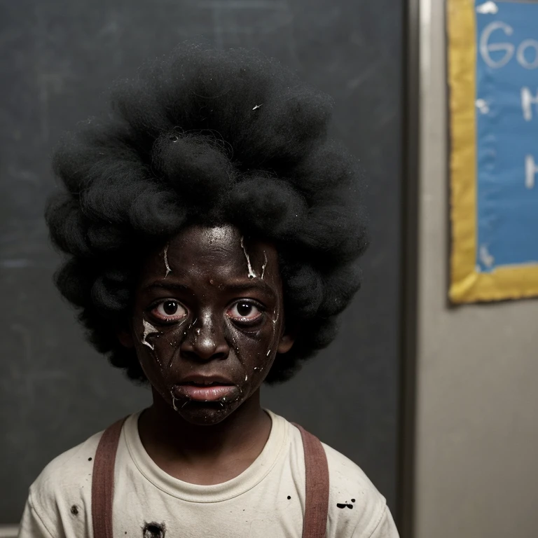 A comedy movie about an elementary school boy who is left in a bad state, covered in soot and with an afro after an experiment goes wrong and explodes at school.