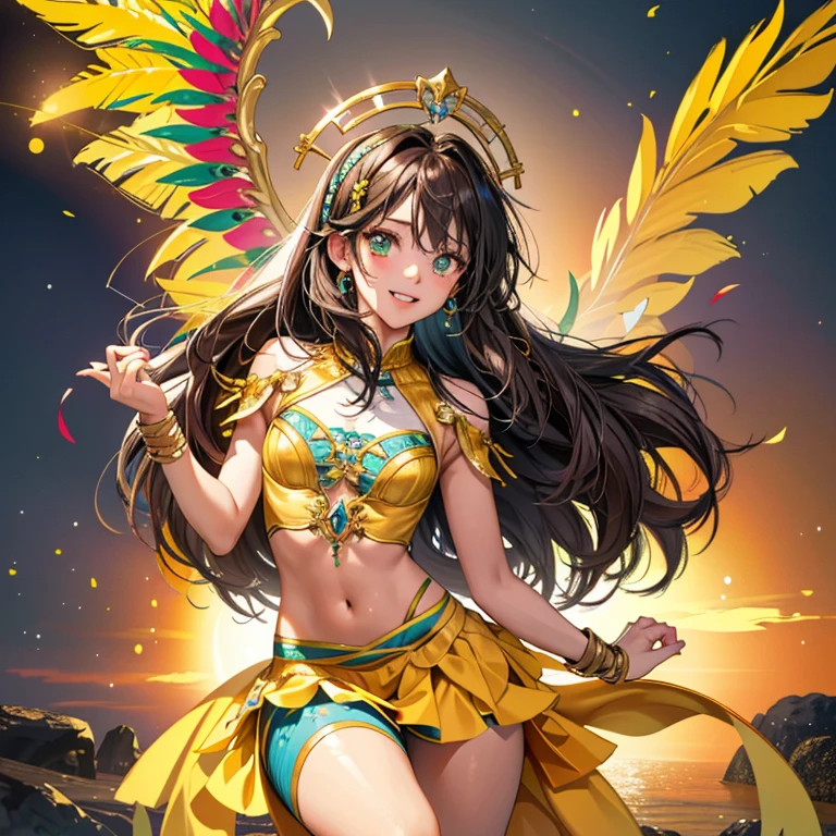 quality\(8k,wallpaper of extremely detailed CG unit, ​masterpiece,hight resolution,top-quality,top-quality real texture skin,hyper realisitic,increase the resolution,RAW photos,best qualtiy,highly detailed,the wallpaper,cinematic lighting,ray trace,golden ratio\), BREAK ,brazilian carnival,1woman\(cute,kawaii,small kid,big smile,hair floating,hair color dark brown,long waved hair,eye color dark,big eyes,dark skin,samba costume,colorful,cowboy shot,dancing brazilian dance hard,sweat,bzccostume,headdress\),at rio de janeiro\(Brazil\),[nsfw:2.0],[nsfw:2.0],(motion blur:0.5),(5fingers each hand:1.4)