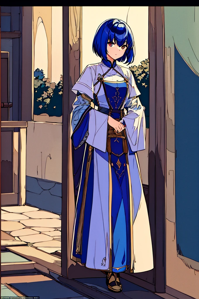 ((masterpiece:1.2, highest quality)), One girl, alone, Blue Hair, Short Hair, 夜 days, Full body portrait,Overall image,Dressed as an adventurer,Medieval Fantasy,from the front,Attack with magic