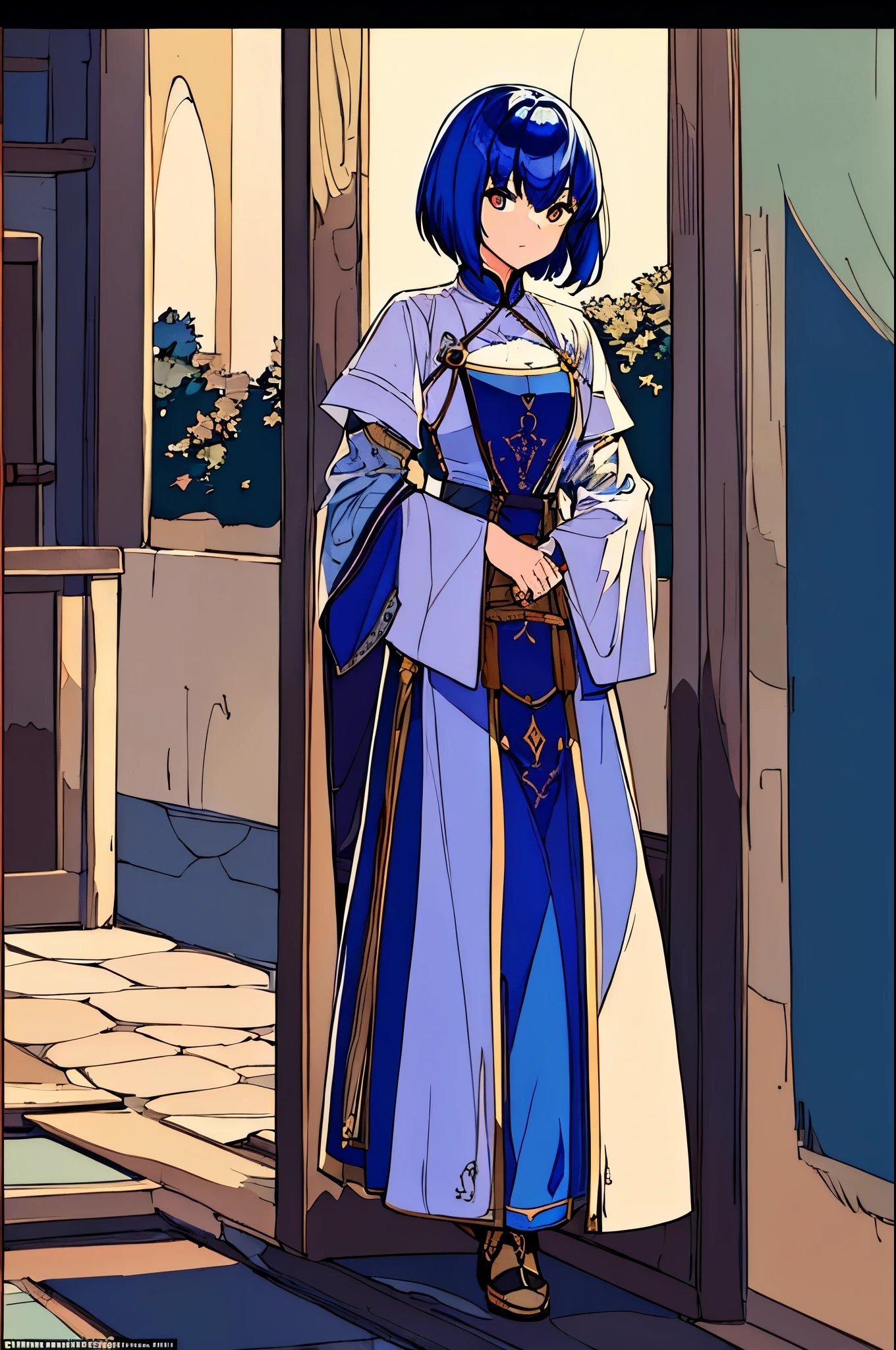 ((masterpiece:1.2, highest quality)), One girl, alone, Blue Hair, Short Hair, 夜 days, Full body portrait,Overall image,Dressed as an adventurer,Medieval Fantasy,from the front,Attack with magic