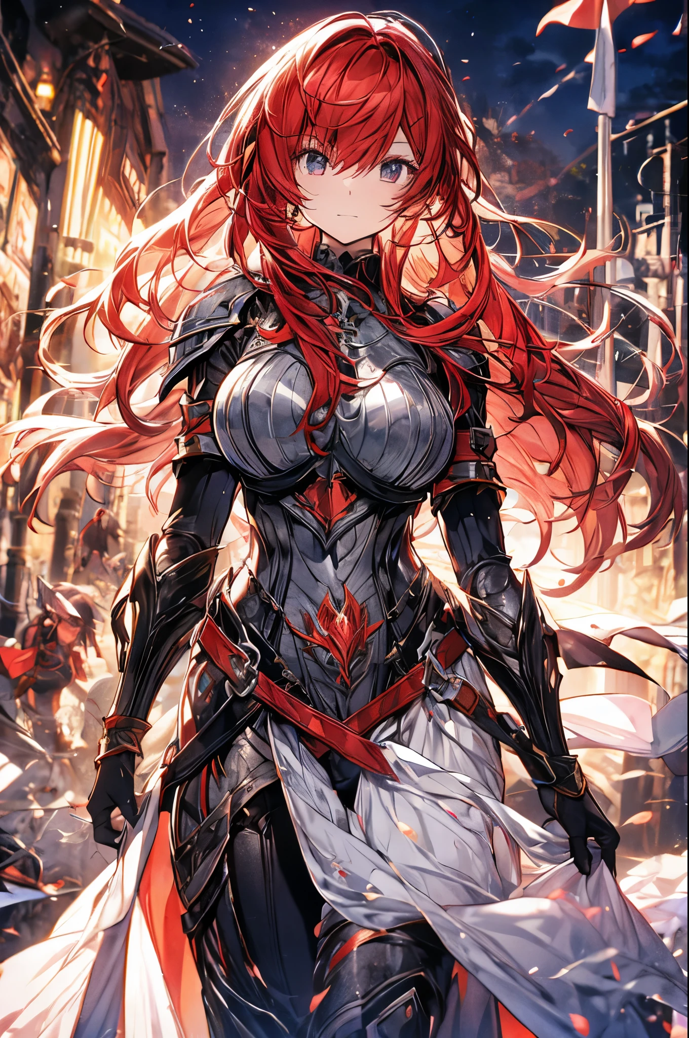 Red Hair、Long Hair、female knight、armor