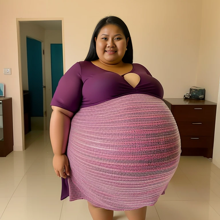 Extremely Hyperpregnant Bruneian woman with huge belly wearing a dress