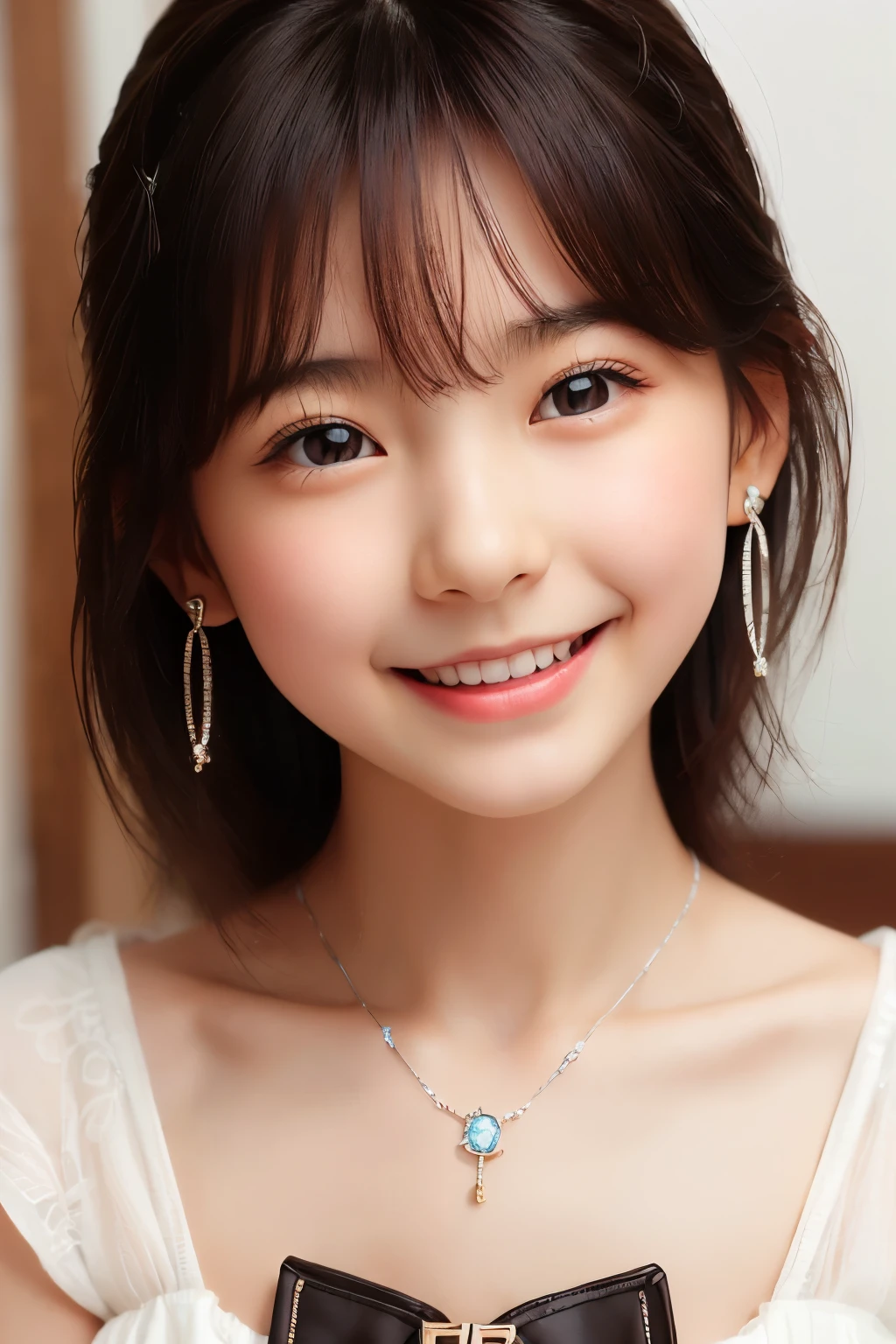 ((sfw: 1.4)), ((detailed face, professional photography)), ((sfw, corset top, earrings, necklac 1 Girl)), Ultra High Resolution, (Realistic: 1.4), RAW Photo, Best Quality, (Photorealistic Stick), Focus, Soft Light, (()), ((Japanese)), (( (young face))), (surface), (depth of field), masterpiece, (realistic), woman, bangs, ((1 girl))