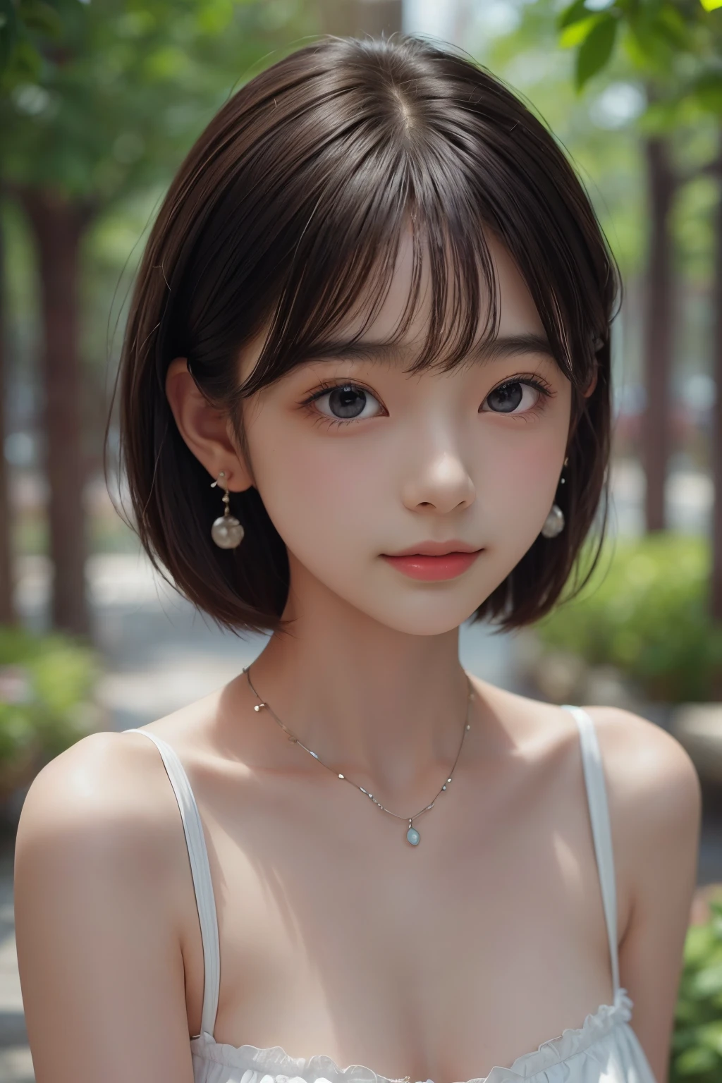 ((sfw: 1.4)), ((detailed face,  professional photography)), ((sfw, corset top, earrings, necklac,, extra short hair, sidelocks-hair, 1 Girl)), Ultra High Resolution, (Realistic: 1.4), RAW Photo, Best Quality, (Photorealistic Stick), Focus, Soft Light, (()), ((Japanese)), (( (young face))), (surface), (depth of field), masterpiece, (realistic), woman, bangs, ((1 girl))