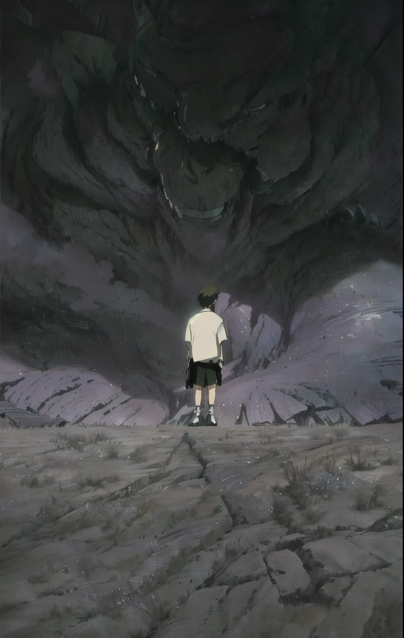 Attack on Titan, Angry giants, dark and gritty, Studio Ghibli, Animation main visual, author：Shinkai Makoto, Dark, Wheels within wheels, 8k resolution concept art, natural lighting, Beautiful composition