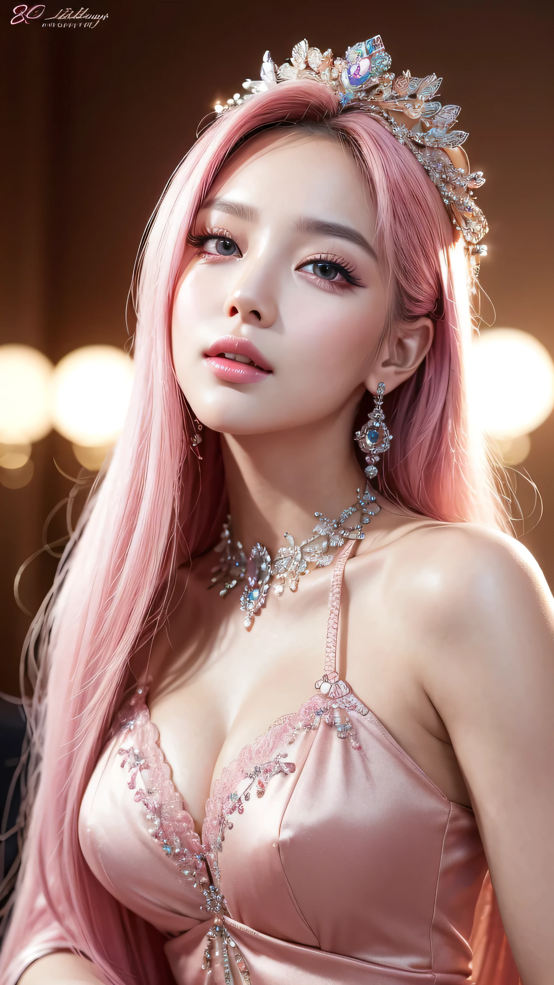 (best quality,8k,realistic,masterpiece:1.2),most prettiest kpop idol,(beautiful detailed eyes,beautiful detailed lips,extremely detailed eyes and face,longeyelashes),cunning beauty,seductive smile,elegant pose,cunning outfit,ultra-detailed,professional,vivid colors,portraits,photorealistic,girlish,pink color scheme,soft lighting