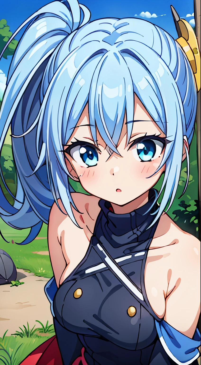 (masutepiece, Best Quality, Perfect Anatomy, High quality:1.4), nice hand, Perfect hands, Detailed beautiful hands, Large_filesize, fulcolor, hight resolution, symmetric, exceptional, Best aesthetic, newest, Anime, very beautiful detailed body,The hair,faces,The eye,
BREAK,
1 beautiful girl, 1 person,Solo,(Cute:1.5),(Chibi:0.6),(kawaii:1.5),(Lori:0.5),( girl),Very detailed,colourfull,highest details,Clear skin,Beautiful skin,Shy,Very detailed,colourfull,highest details,Clear skin,Beautiful skin,Shy skin,1 beautiful girl,BREAK,{Heterochromia,blue eyess,verd s eyes:1.9},star eye silhouette, BREAK,(pale blue hair, Medium length:1.4),(Side Ponytail,A little curly hair,Single-sided twisted blade,Princess Cut:1.3),(cleavage of the breast,Large breasts,Beautiful , gleaming skin,Clear skin, Beautiful skin,(best quality face),(Top quality glowing eyes),(Doya face,brave face:1.45), BREAK,Chic wool cape look for riding,
Stylish wool cape coat with equestrian details,
cable knit riding turtleneck, Jodhpur,
knee high riding boots, Leather gloves,
horse riding helmet with ear covers, Wool scarves,
Break Sitting, M-shaped legs,
Outdoors, day,(Athletic:1.55) ,Blue sky, cumulonimbus clouds, Sunlight, Flowers, garden, forest, Soto, Trees, Wind, Windy, Nature, tussock, (camping:1.4),depth of fields,
BREAK,wakame,wakame,wakame,(Dynamic Poses, Dynamic Angle, close-up, Cowboy Shot, Cowboy Shot:1.4),
BREAK,(Blurry background:1.3),(absurderes, hight resolution, Super Detail Art),cel shading,Clear Color, Lonely optical effect, Beautiful pictures, Bright glow, mystic atmosphere,(Close-up of girl:1.1), Mystical light particle effect,manga influence, clean line drawings,
nice hand, Perfect hands,