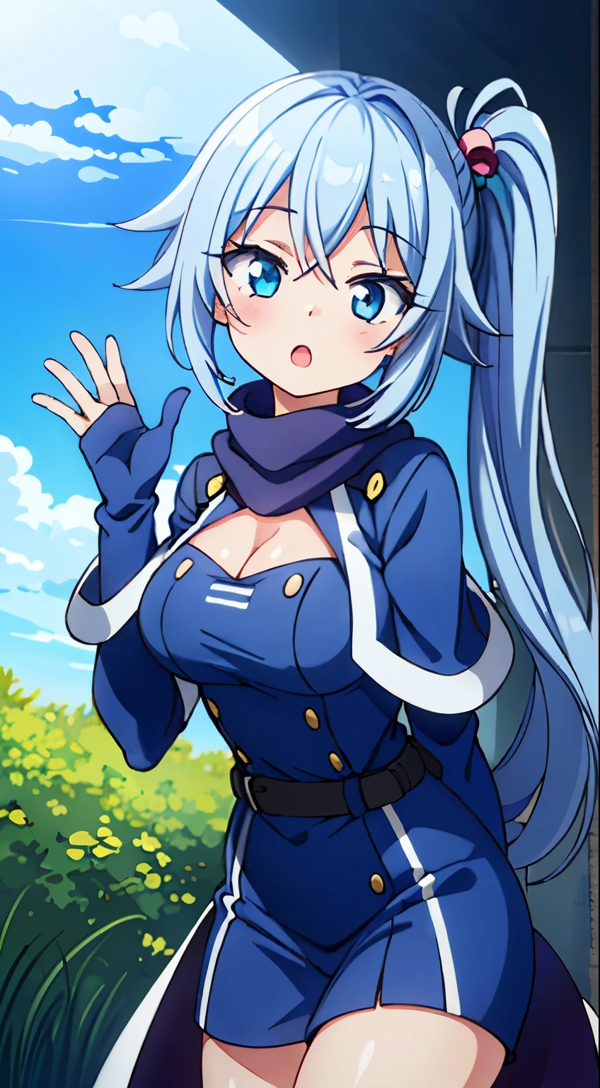 (masutepiece, Best Quality, Perfect Anatomy, High quality:1.4), nice hand, Perfect hands, Detailed beautiful hands, Large_filesize, fulcolor, hight resolution, symmetric, exceptional, Best aesthetic, newest, Anime, very beautiful detailed body,The hair,faces,The eye,
BREAK,



1 beautiful girl, 1 person,Solo,(Cute:1.5),(Chibi:0.6),(kawaii:1.5),(Lori:0.5),(17 years old girl),Very detailed,colourfull,highest details,Clear skin,Beautiful skin,Shy,Very detailed,colourfull,highest details,Clear skin,Beautiful skin,Shy skin,1 beautiful girl,BREAK,{Heterochromia,blue eyess,verd s eyes:1.9},star eye silhouette, BREAK,(pale blue hair, Medium length:1.4),(Side Ponytail,A little curly hair,Single-sided twisted blade,Princess Cut:1.3),(cleavage of the breast,Large breasts,Beautiful , gleaming skin,Clear skin, Beautiful skin,(best quality face),(Top quality glowing eyes),(Doya face,brave face:1.45), BREAK,Chic wool cape look for riding,
Stylish wool cape coat with equestrian details,
cable knit riding turtleneck, Jodhpur,
knee high riding boots, Leather gloves,
horse riding helmet with ear covers, Wool scarves,
Break Sitting,  M-shaped legs,
Outdoors, day,(Athletic:1.55) ,Blue sky, cumulonimbus clouds, Sunlight, Flowers, garden, forest, Soto, Trees, Wind, Windy, Nature, tussock, (camping:1.4),depth of fields,

BREAK,wakame,wakame,wakame,(Dynamic Poses, Dynamic Angle, close-up, Cowboy Shot, Cowboy Shot:1.4),

BREAK,(Blurry background:1.3),(absurderes, hight resolution, Super Detail Art),cel shading,Clear Color, Lonely optical effect, Beautiful pictures, Bright glow, mystic atmosphere,(Close-up of girl:1.1), Mystical light particle effect,manga influence, clean line drawings,
nice hand, Perfect hands,