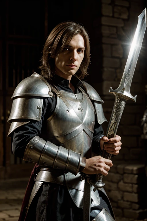 templar knight with sword in battle