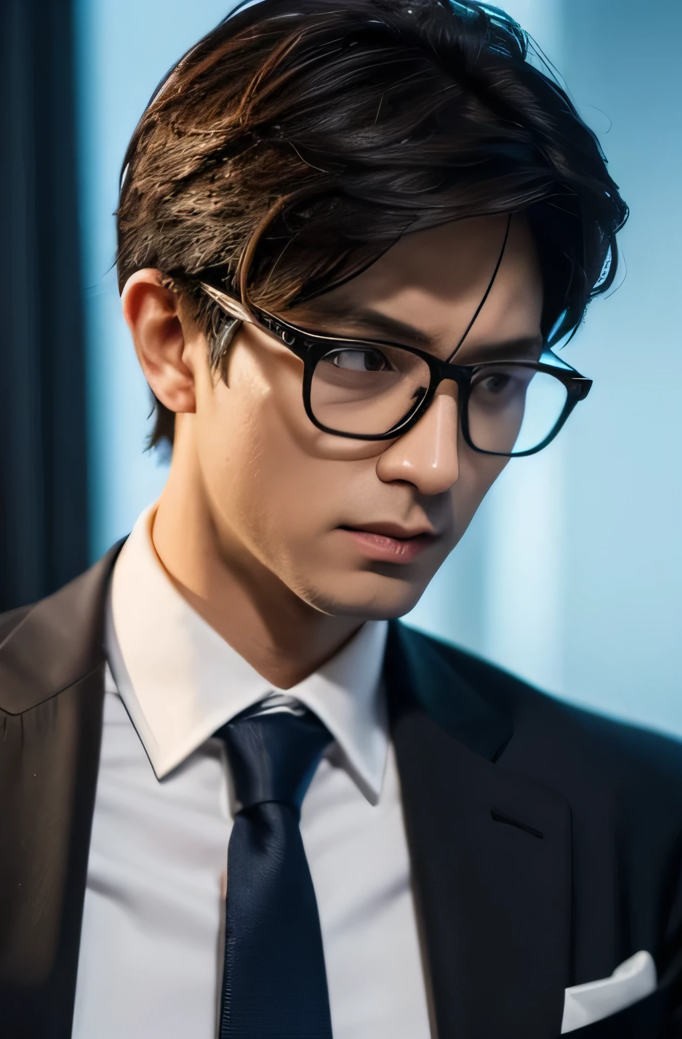 male,businessmale,dark background,elegant,(best quality,mackerel),(realistic,photorealistic),professional,sharp focus,vivid colors,studio lighting,Sleek appearance,suit,glasses,tie,confident posture,Hand gestures,serious expression,male characteristics,Sleek details,subtle shadows, detailed face, 8K, suit, brown eyes, tie, fold one&#39;s arms, whole body, whole body