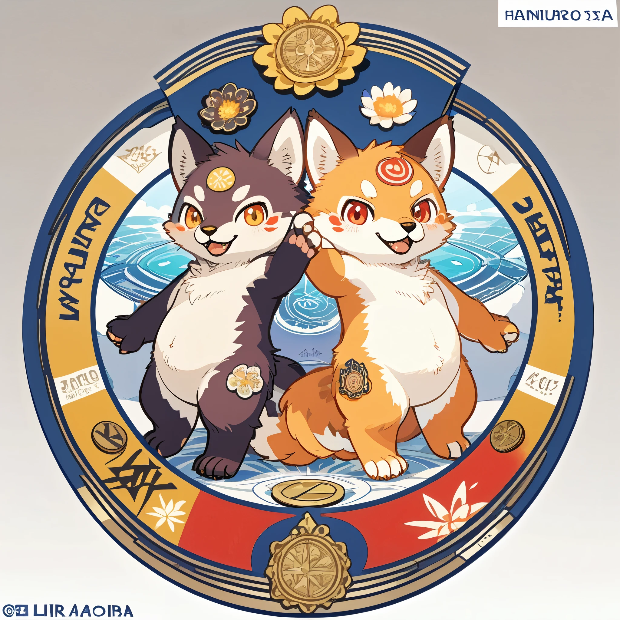 highres, top quality, best quality, paid reward available, High-quality illustrations by Alfons Mucha, unparalleled masterpiece, perfect artwork, absurdres, logo mark, stamp, Geometric pattern, vector-art, masterpiece(kemono, furry anthro)flower,