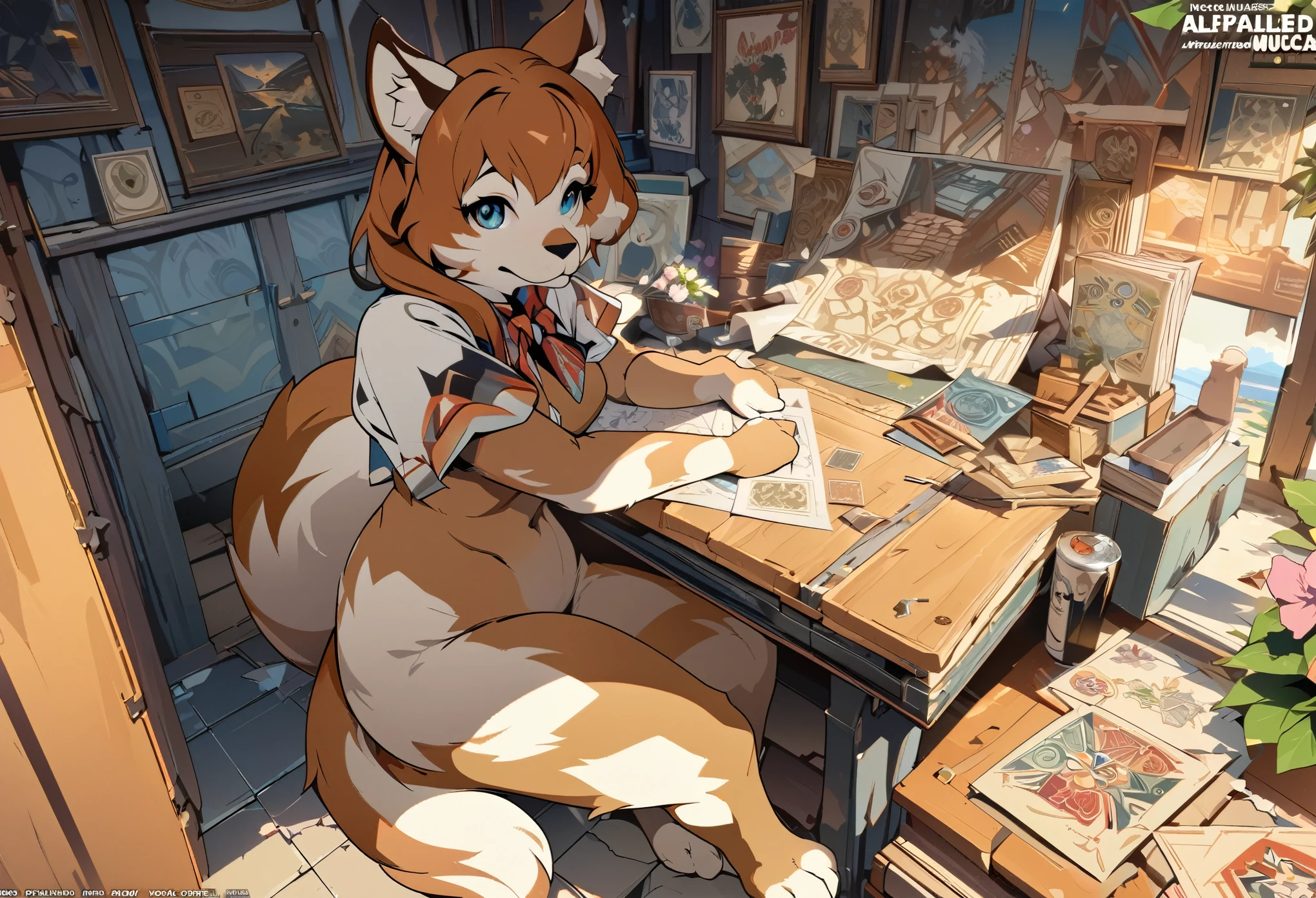 highres, top quality, best quality, paid reward available, High-quality illustrations by Alfons Mucha, unparalleled masterpiece, perfect artwork, absurdres, logo mark, stamp, Geometric pattern, vector-art, masterpiece(kemono, furry anthro)flower,
