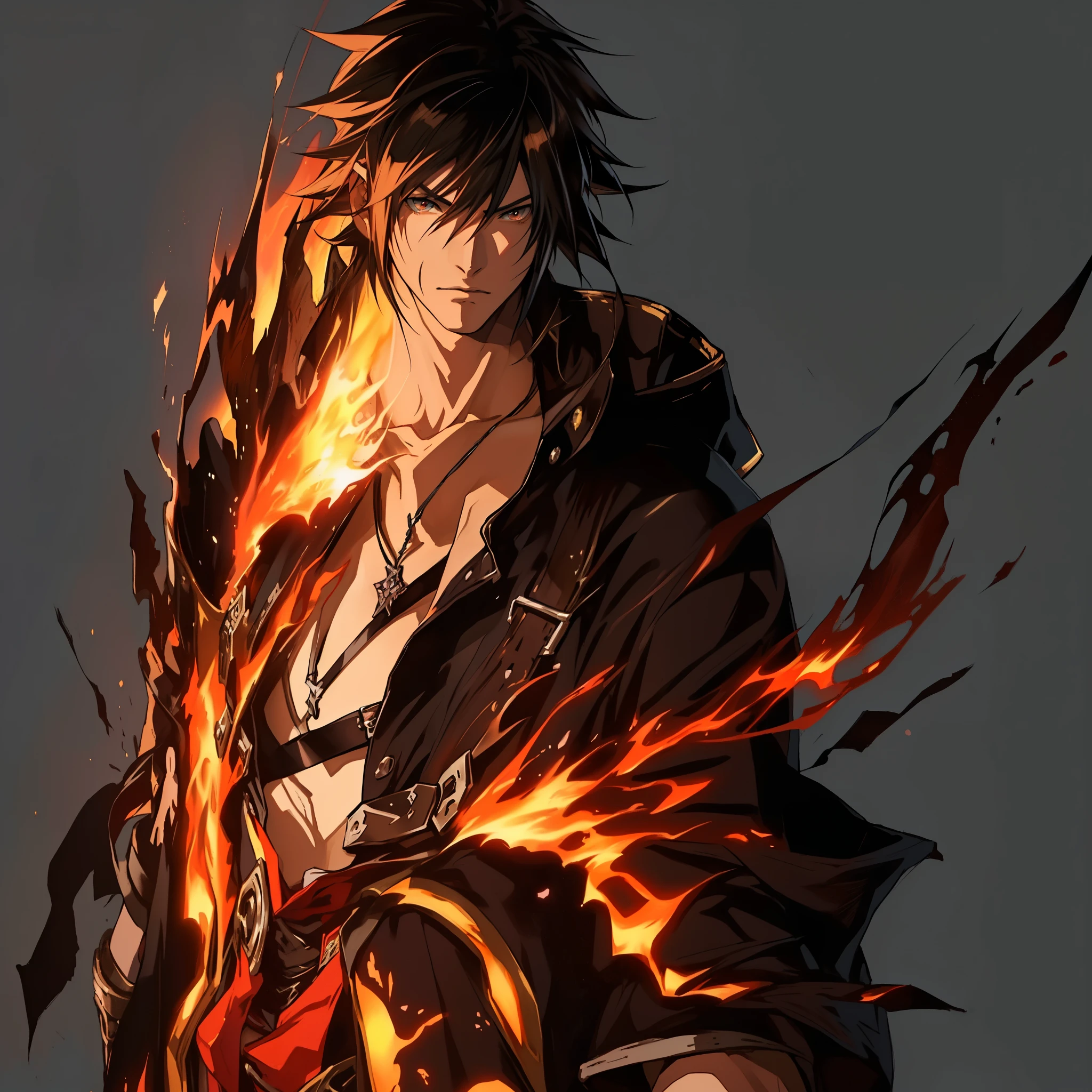 Master piece, best quality, anime, anime boy, man with a bracelet on fire, fire, fire, fire, flames, fire, anime epic artwork, ((FINAL FANTASY XVI)) ((CLIVE ROSFIELD)), high definition anime art, detailed digital anime art, hd anime wallpaper, epic fantasy art style hd, badass anime 8 k, hd anime wallaper, 2. 5 d cgi anime fantasy artwork, 4k anime wallpaper, detailed anime art, ultra hd anime wallpaper, KAZUYA TAKAHASHI, TETSUYA NOMURA STYLE, TAKESHI OBATA STYLE.