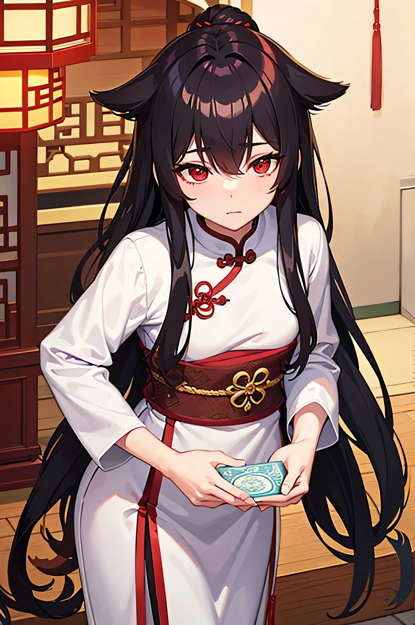 Lovely Chinese guy, china, Chinese manga, long dark hair, red eyes.