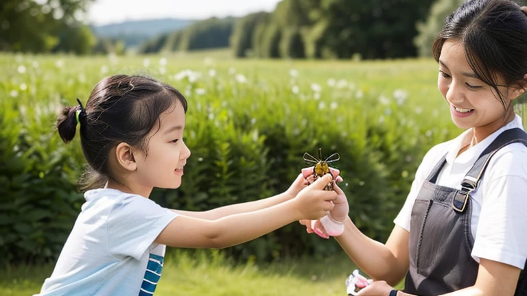 Catching beetles in the countryside、Catching stag beetles in the countryside、Children catching insects、
