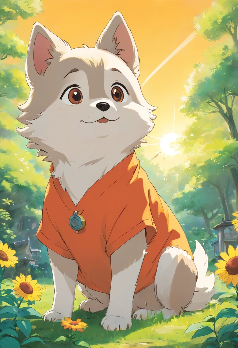 Little dog，And the sun was shining bright，Adorable，warm　Adorable