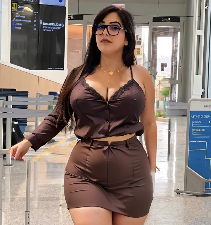 spaghetti straps blouse, cleavage, curvy, curvy thighs, DD breasts, big cleavage, skin color match