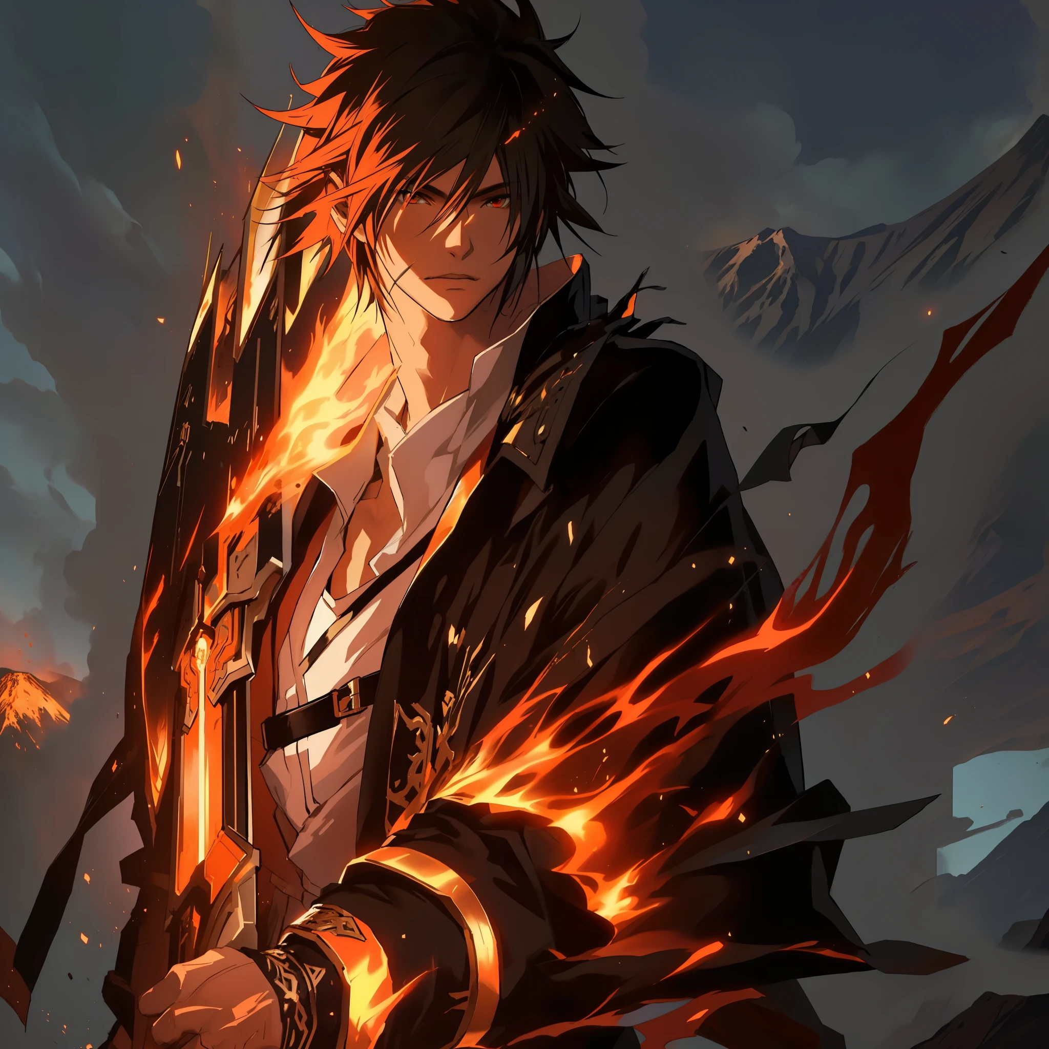 fire, volcano scenery