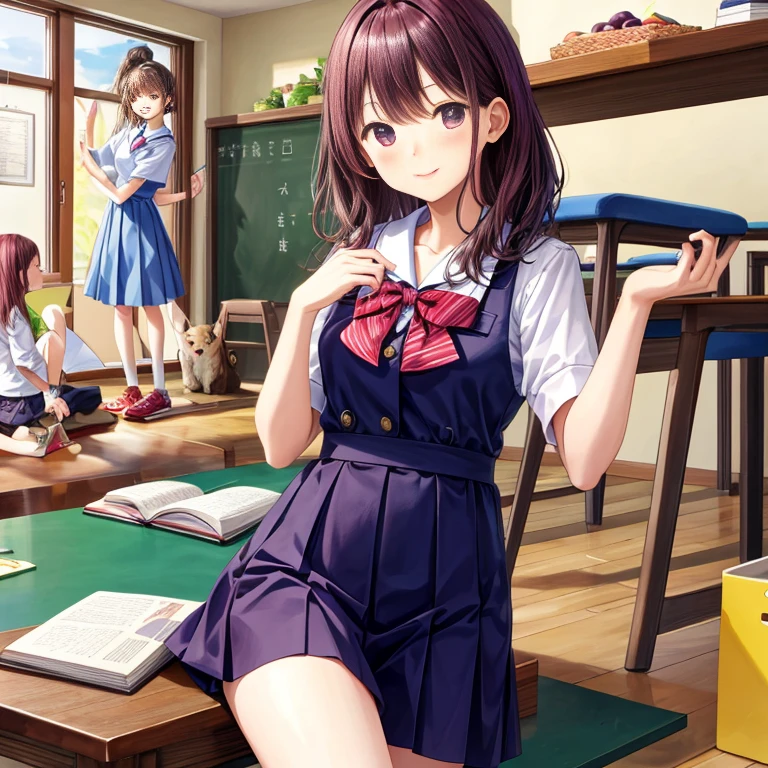 masterpiece, highest quality,4 Girl,cool female teacher, plum_Pie&#39;s Eyes, Brown, ChoppyBob,enviable _face,Shiny skin,Medium chest,Beautiful leg lines:1.3,Thick thighs, Narrow waist,, Knee socks,tie,((Pencil Skirt)),Red high heels,   pantyhose, , trail_Lined_and_開flower_cherry_flower_wood,,View your viewers,From below,whole body, Legs Up Sex,、Camel Toe、Giant tit、Nipple Puffs、Cleavage、Plump、Super big breasts、Super big butt