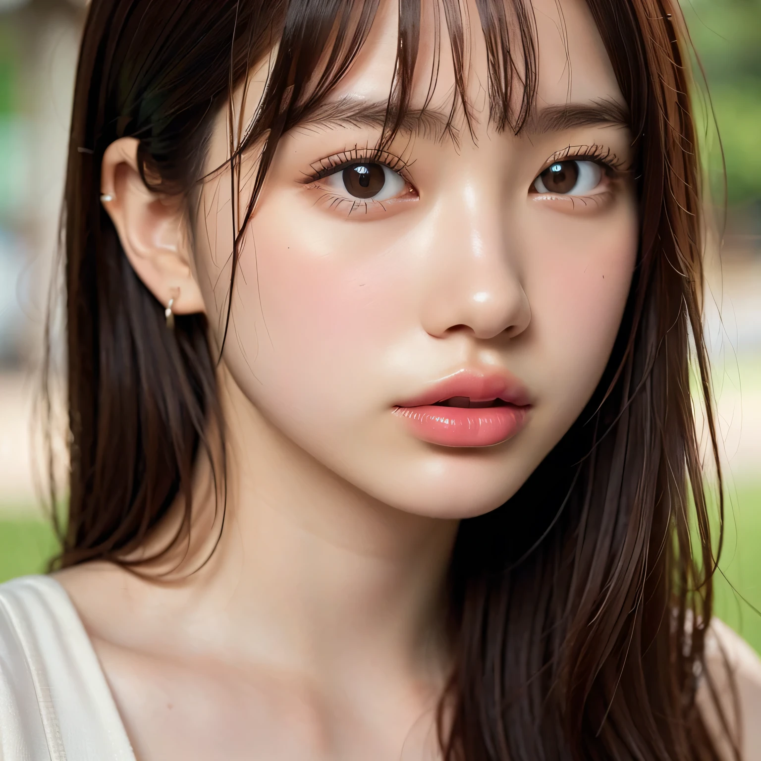 ((highest quality)), (be familiar with), beautiful girl, Japanese girl, baby face, highly detailed eyes, highly detailed nose, highly detailed mouth, beautiful feet, beautiful hand, beautiful arms, perfect anatomy :1.4, one person, no cut, outdoor, accurate body, glamor, Full-body, back view, chiaroscuro, ((masterpiece)), 16k, textured skin, super detail