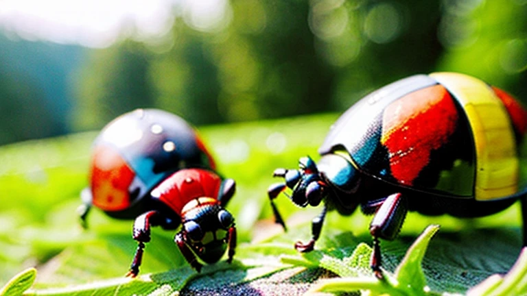 Children playing with beautiful beetles in the countryside、