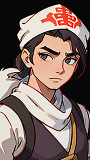 (Handsome)、Ancient Chinese man in steel armor、A white bandana on my head