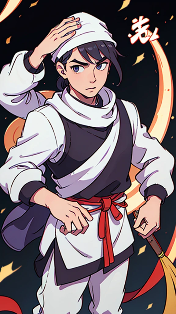 (Handsome)、Man in ancient Chinese armor、A white bandana on my head
