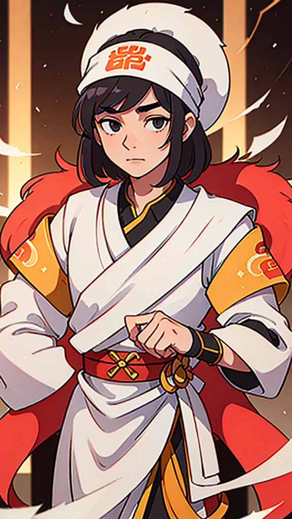 (Handsome)、Man in ancient Chinese armor、A white bandana on my head
