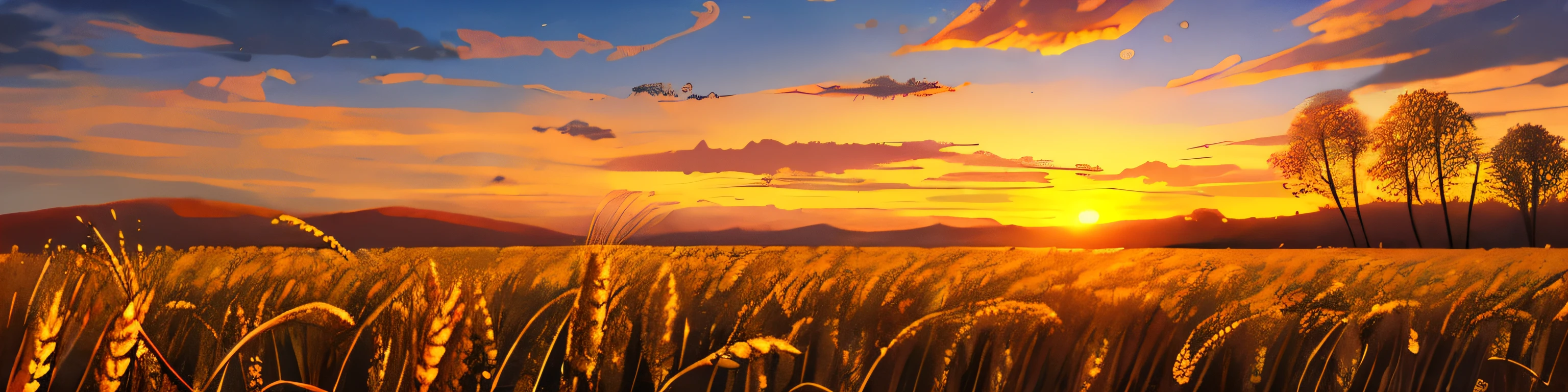 Wheat farm, Nobody is there, Sunset, Landscape, Beautiful scenery, Autumn atmosphere