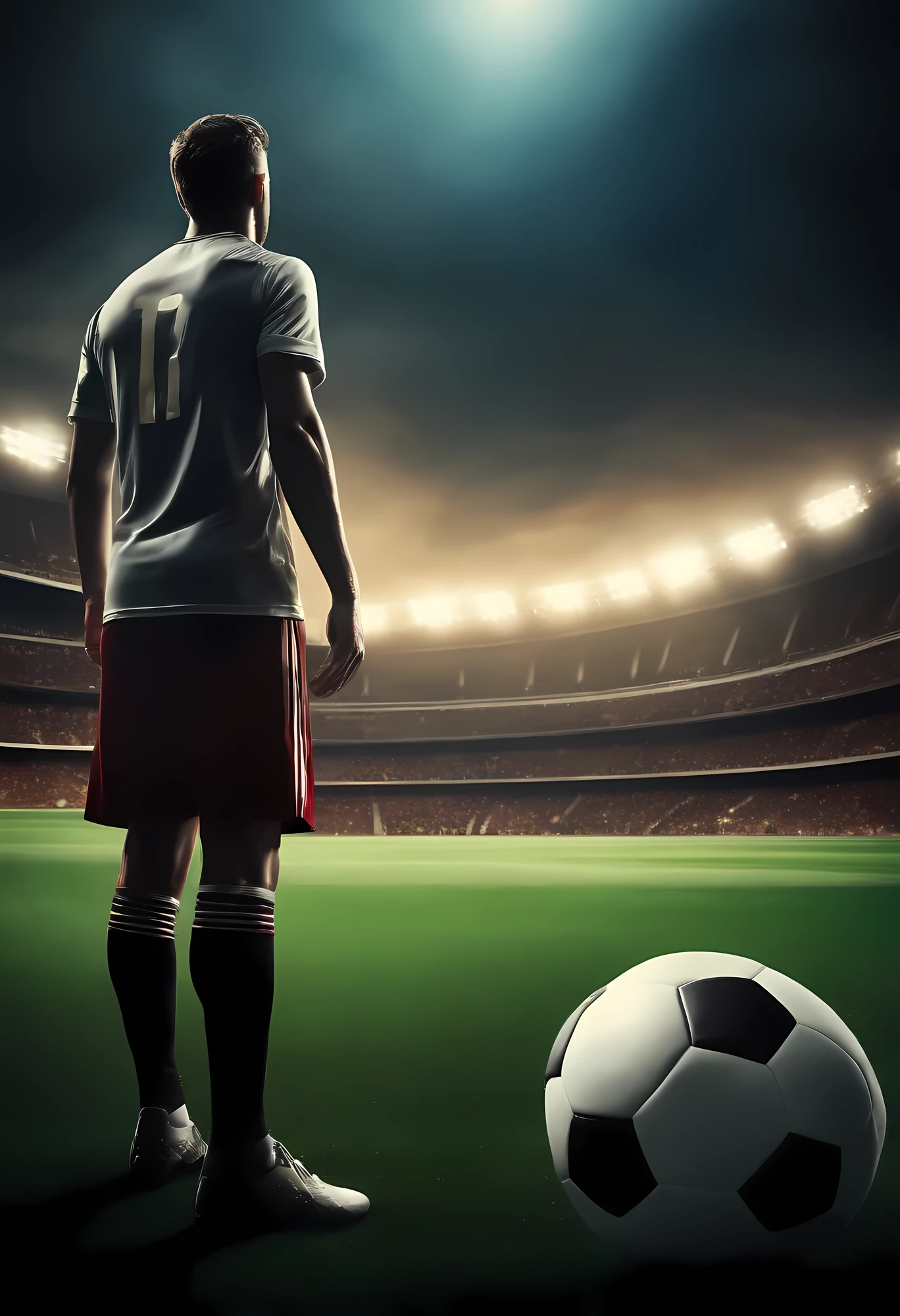 Football game background illustration, stunning view, player match in background