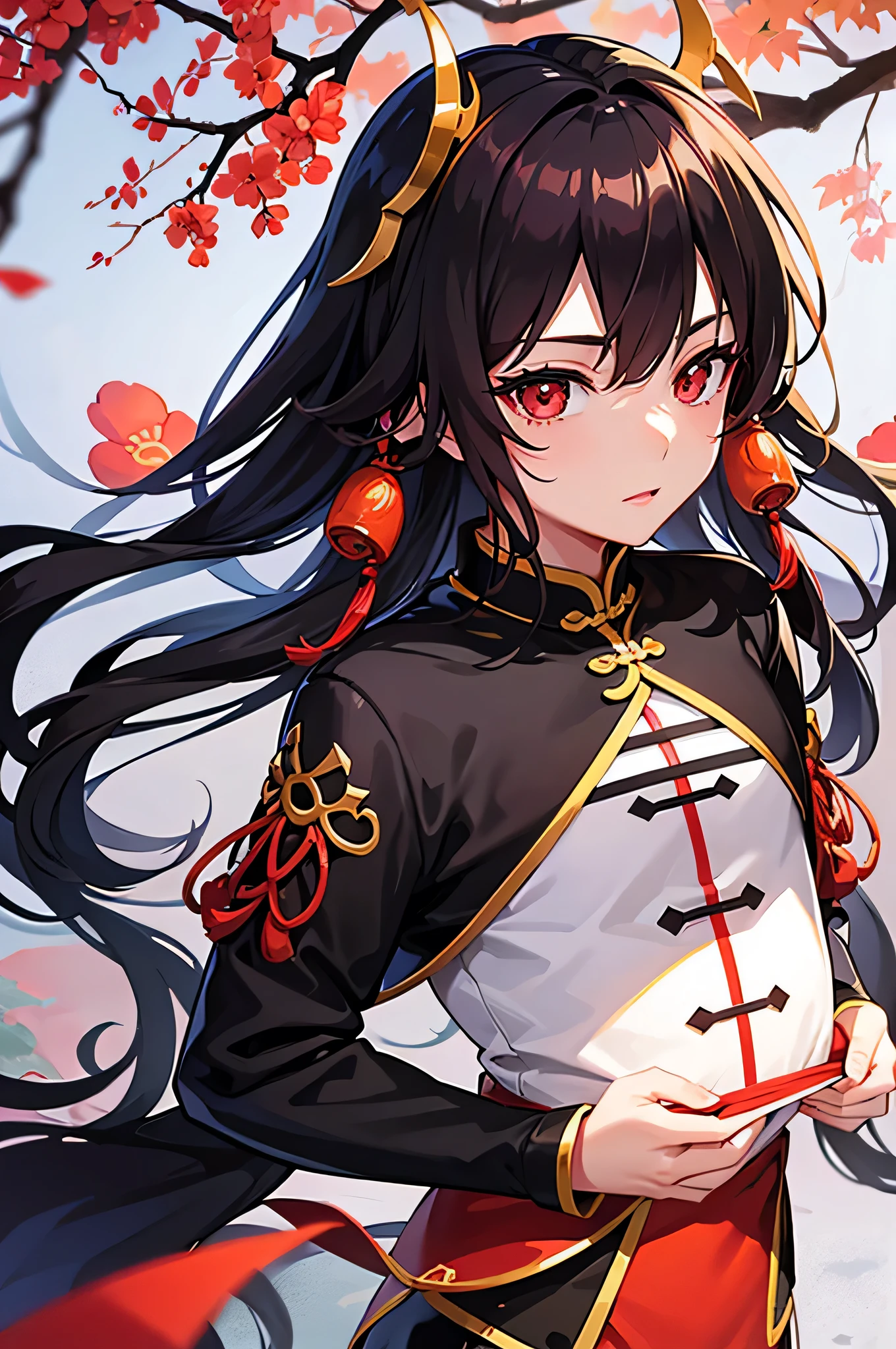 Lovely Chinese guy, china, Chinese manga, long dark hair, red eyes.