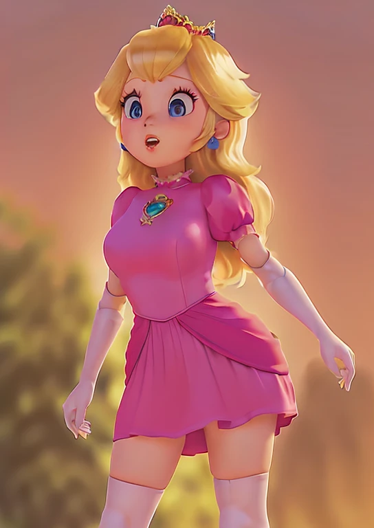 3D render, pixar style, Princess_Peach, sideboob, topless, large breasts, looking down, thick thighs, THICK, cameltoe, skin indentation, skindentation, ass focus, SEEN FROM BELOW, wet skin, 1girl, blonde hair, seductive expression, sexy eyes, shiny skin, simple background