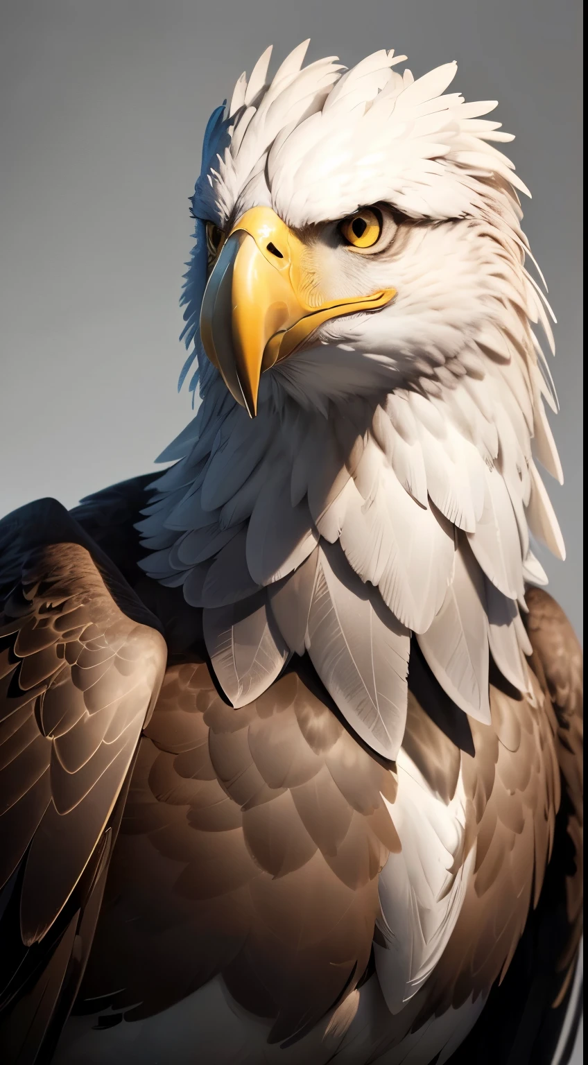 A beautiful logo-like portrait of a majestic eagle on a grey background,(best quality,4k,8k,highres:1.2),Visually stunning,(high contrast:1.1),Bokeh,Simple background.