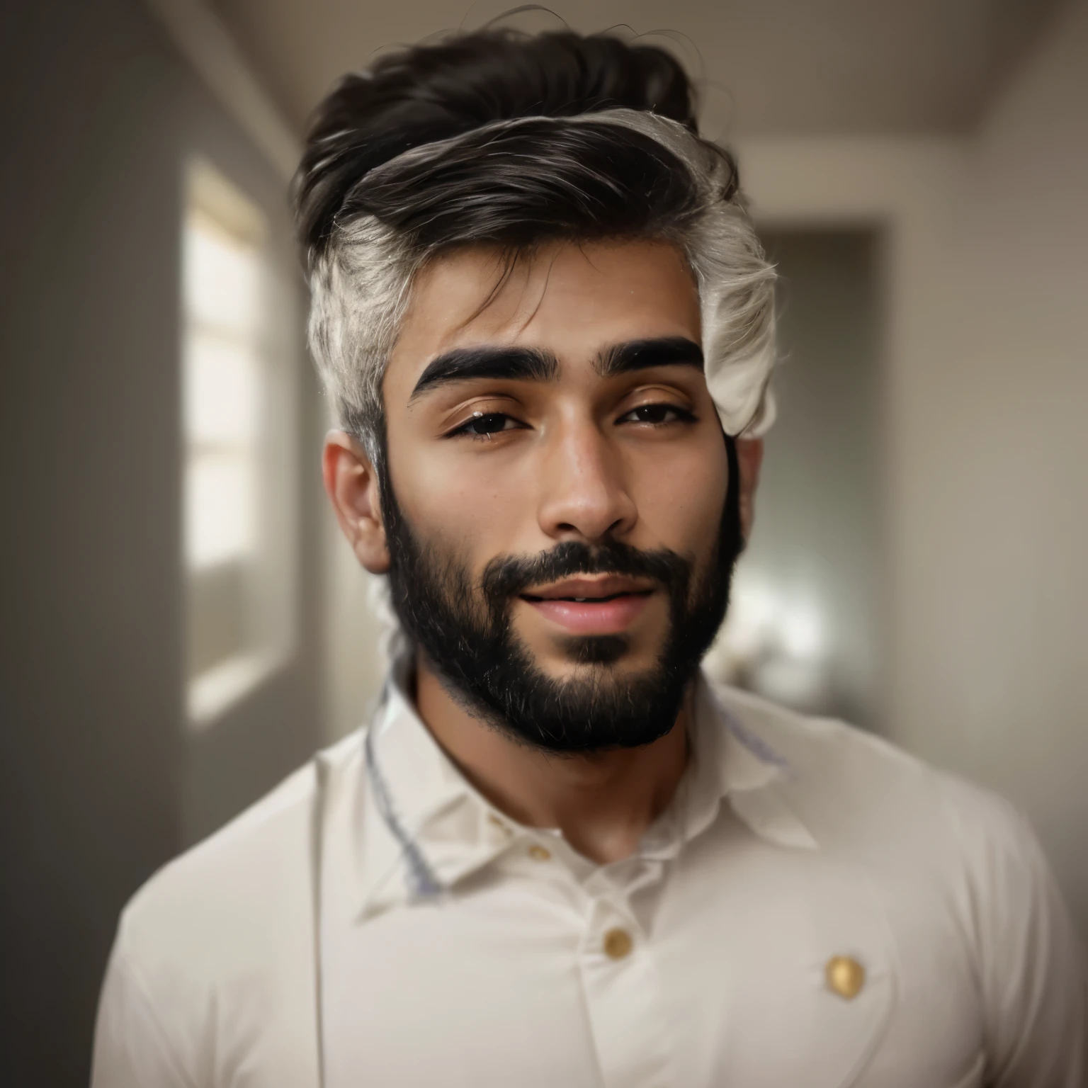 a close up of a man with a beard and a shirt, khyzyl saleem, very clear picture, ash thorp khyzyl saleem, kyza saleem, a photo of a man, around 1 9 , very very low quality picture, portait photo profile picture, an afghan male type, photo of a man, a picture