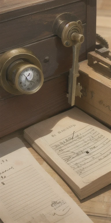 An old key, a lock, an antique, and a note