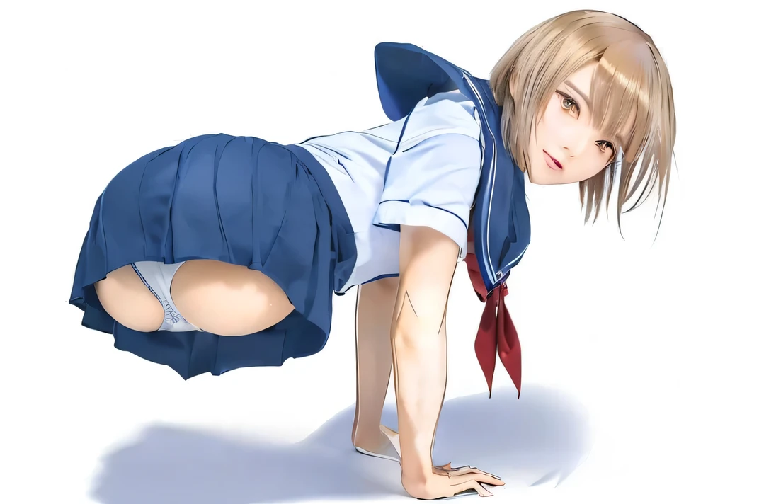 Girl doing push-ups, Beautiful anime girl squatting, Girl squatting, Edge anime style, Leisure Style, Edge, The strongest posture, Guang Jiangli, Kyoto Animation, ( ( Station 4 # ) ), Surrealism , Kimossis!, Qingfu