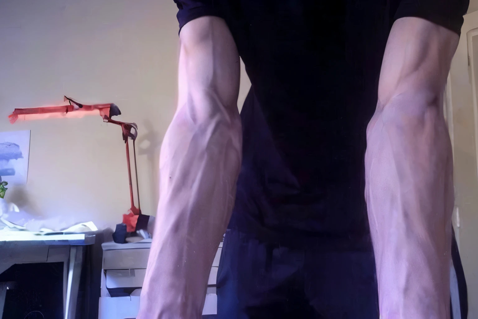 sharpened man with arms outstretched in a room, veias popping out, huge veias, Elongated arms, detailed venoso muscles, bulging veias, scaled arm, detailed arms, skinny arms, ++++ super venoso hands, long arms, veias, straight arms, visible veias, 2 arms, long arms, detailed veias, venoso