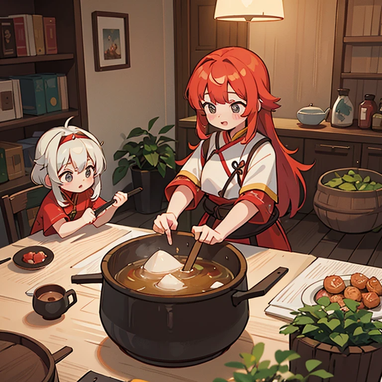 Girls making Genghis Khan in a Genghis Khan pot in an apartment