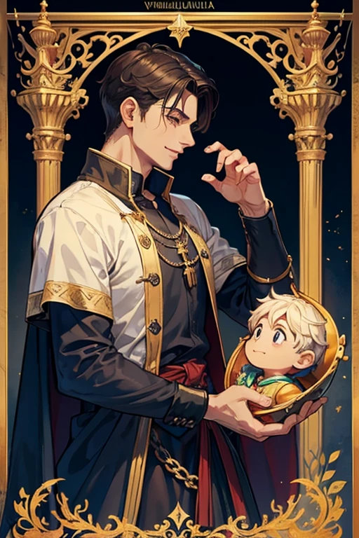 1 homem, Sozinho, adulto, bonito, Alto, Principe, Realeza, fantasia medieval, no castelo, Sorriso cruel